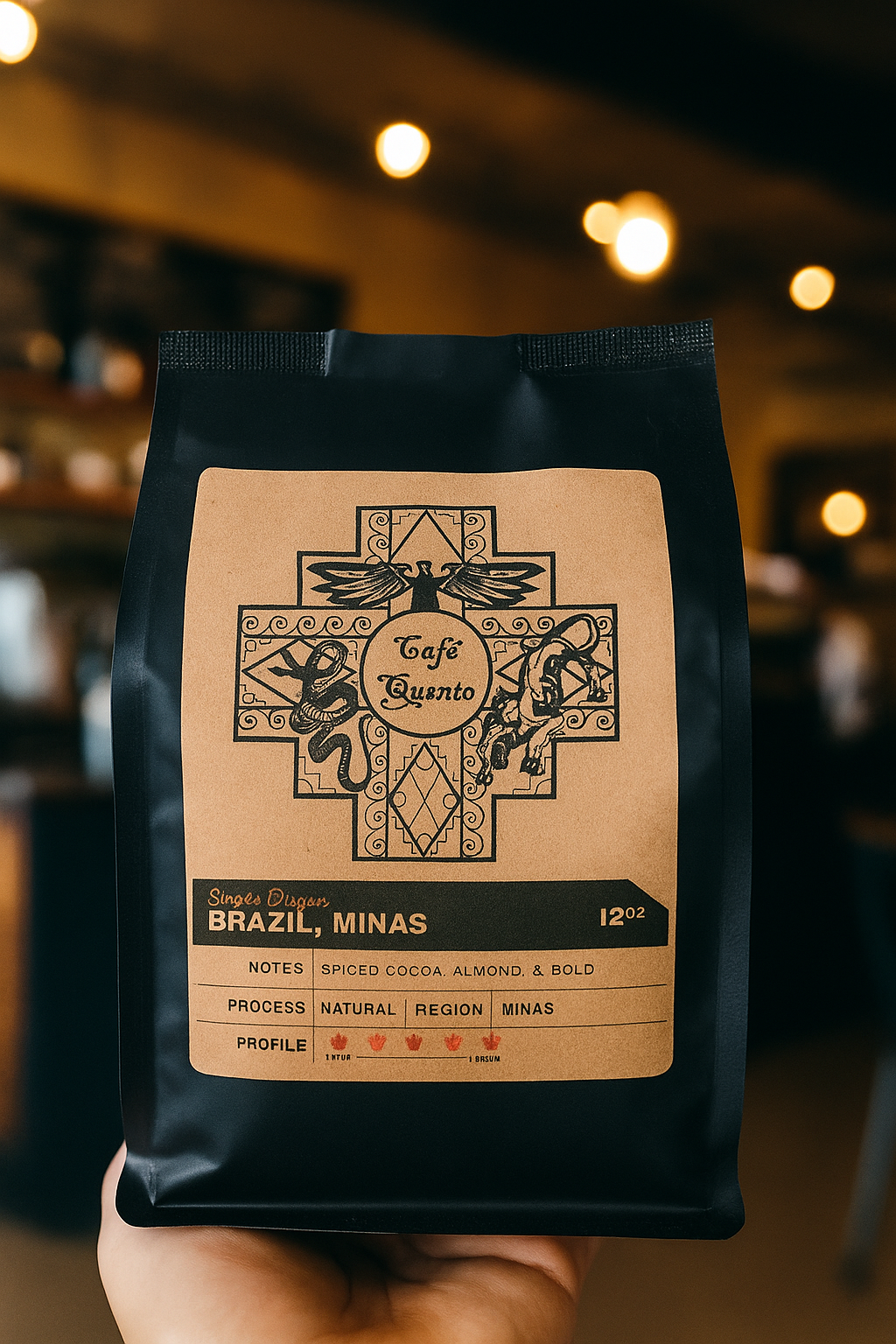 Brazil Minas Dark Roast coffee bag by Café Quinto